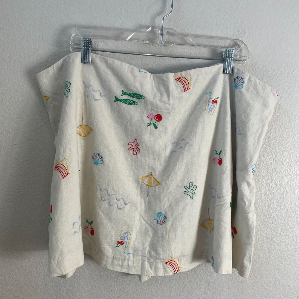 NEW‎ Gap Womens Plus XXL Embroidered Linen Blend Skort Summer Beach Themed